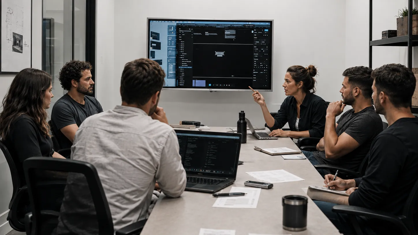 Equipo revisando un procedimiento en una sesión de trabajo